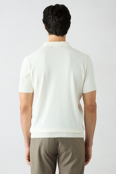 Off-White Regular Fit Polo Collar Knit T-shirt