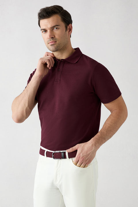 250 Düğmeli Polo Yaka Regular Fit Pamuklu Düz 2'li Paket Tişört Seti