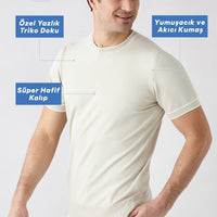 Taş Bisiklet Yaka Regular Fit Ribana Detaylı Örme Tişört