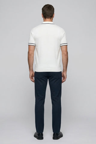  Kırık Beyaz Regular Fit Şerit Detaylı Polo Yaka Triko Tişört
