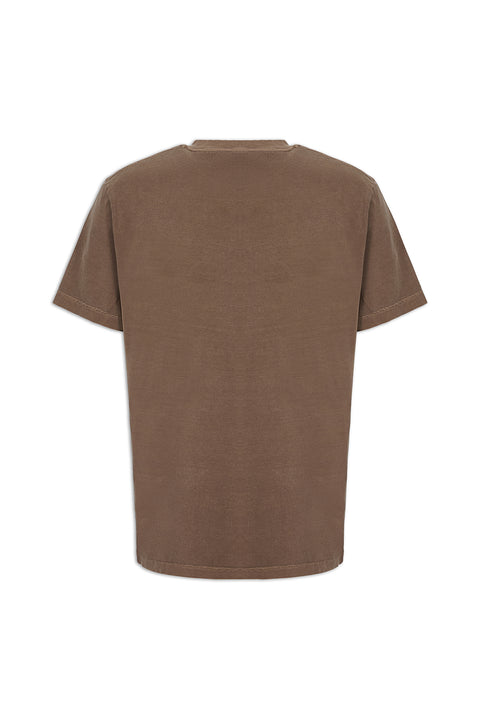 Dark Brown Crew Neck Regular Fit Breathable Cotton Washed T-Shirt