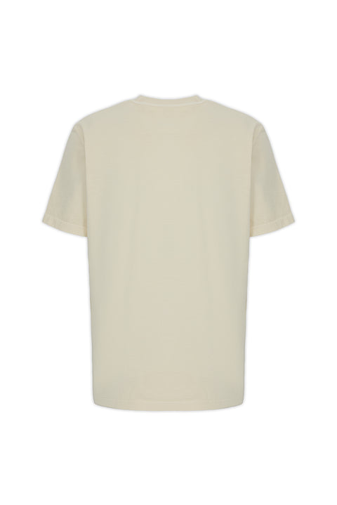 Ecru Crew Neck Regular Fit Breathable Washed Cotton T-Shirt