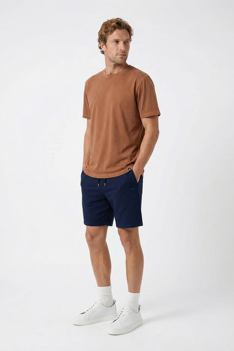 Medium Orange Crew Neck Regular Fit Breathable Cotton Washed T-Shirt