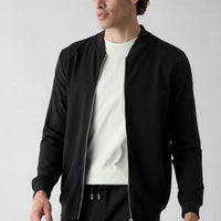 Siyah Fermuarlı Esnek Bomber Sweat Hırka