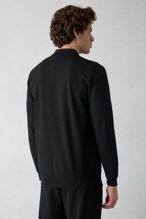 Siyah Fermuarlı Esnek Bomber Sweat Hırka