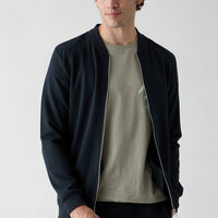 Koyu Lacivert Fermuarlı Esnek Bomber Sweat Hırka
