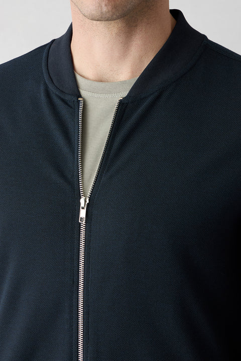 Koyu Lacivert Fermuarlı Esnek Bomber Sweat Hırka