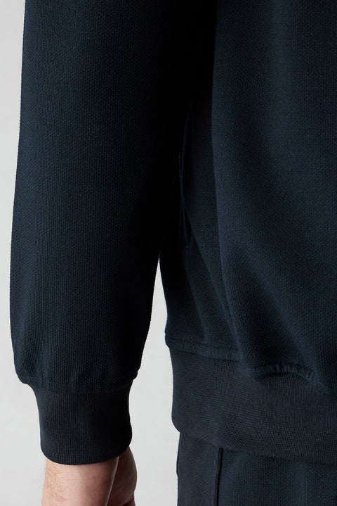 Koyu Lacivert Fermuarlı Esnek Bomber Sweat Hırka