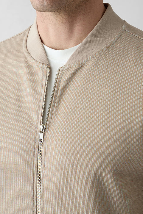 Açık Bej Fermuarlı Esnek Bomber Sweat Hırka