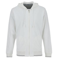 White Regular Fit Hooded Zip-Up Knitted Sweatshirt