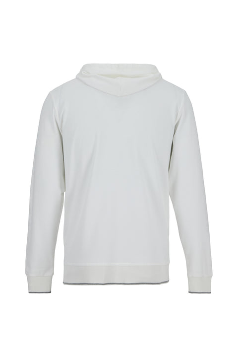 White Regular Fit Hooded Zip-Up Knitted Sweatshirt