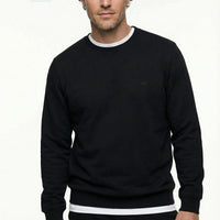 Black Crew Neck Regular Fit Cotton Basic Sweatshirt