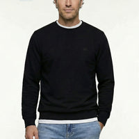 Siyah Bisiklet Yaka Regular Fit Pamuklu Basic Sweatshirt