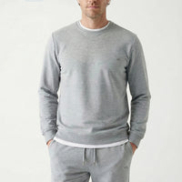 Orta Gri Melanj Bisiklet Yaka Regular Fit Pamuklu Basic Sweatshirt