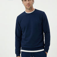 Dark Navy Crew Neck Regular Fit Cotton Basic Sweatshirt
