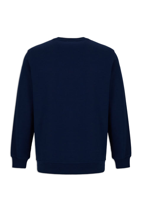 Dark Navy Crew Neck Regular Fit Cotton Basic Sweatshirt
