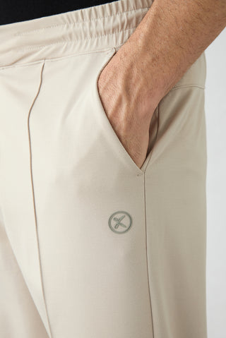  Açık Bej Regular Fit Likralı Düz Beli Bağcıklı Lastikli Sweatpant