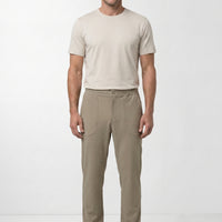 Medium Beige Techno-Line Pocketed Elastic Waist Pocketed Lycra Flexible Sweatpants / Tracksuit Bottoms