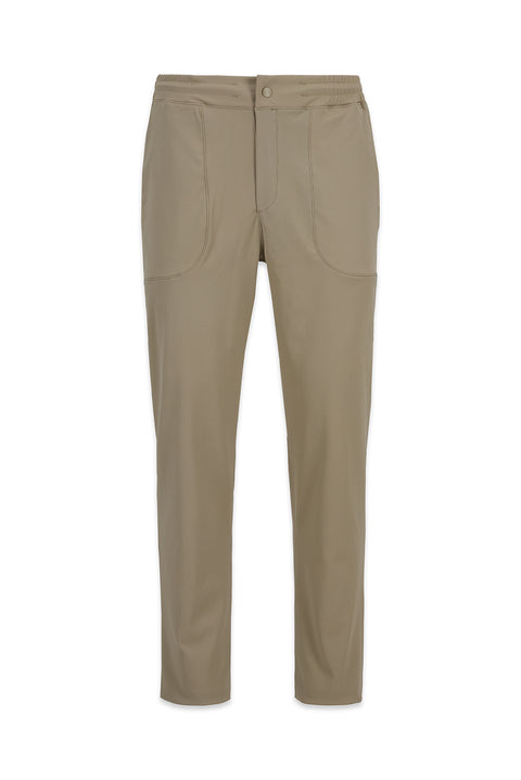 Medium Beige Techno-Line Pocketed Elastic Waist Pocketed Lycra Flexible Sweatpants / Tracksuit Bottoms