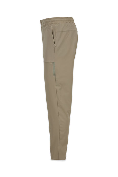 Medium Beige Techno-Line Pocketed Elastic Waist Pocketed Lycra Flexible Sweatpants / Tracksuit Bottoms