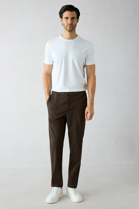 Orta Haki Techno-Line Cepli Beli Lastikli Cepli Likralı Esnek Sweatpant / Eşofman Altı