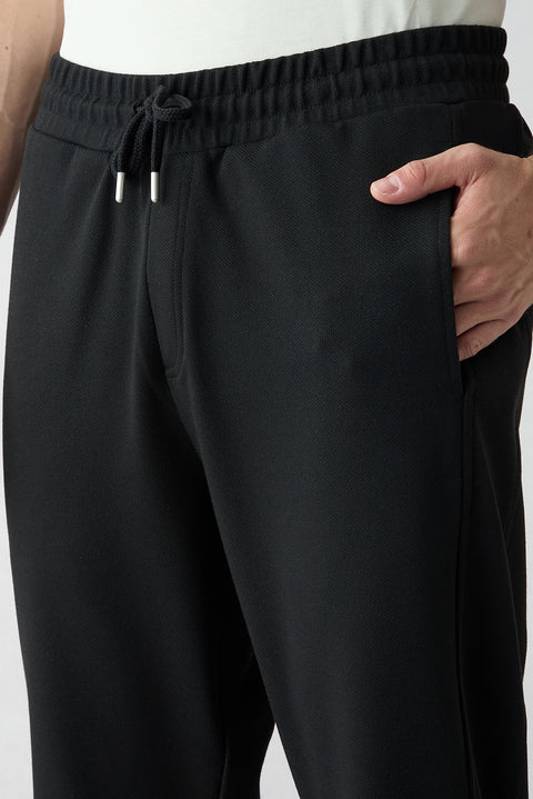 Siyah Beli Lastikli İpli Cepli Likralı Sweatpant / Eşofman Altı