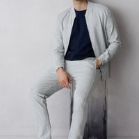 Açık Gri Melanj Beli Lastikli İpli Cepli Likralı Sweatpant / Eşofman Altı