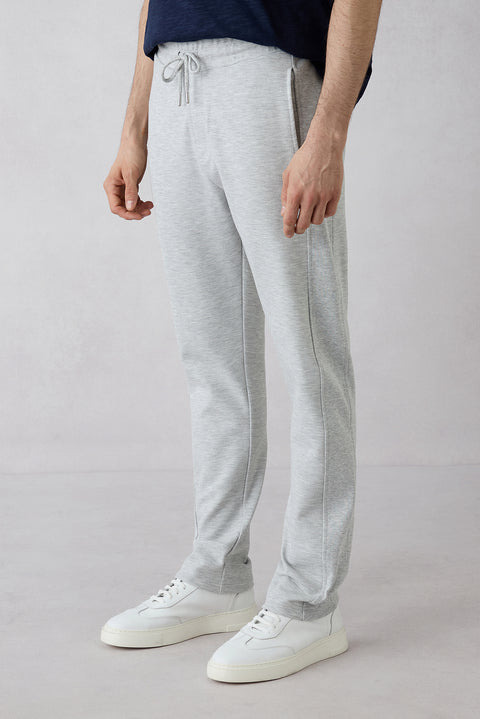 Açık Gri Melanj Beli Lastikli İpli Cepli Likralı Sweatpant / Eşofman Altı