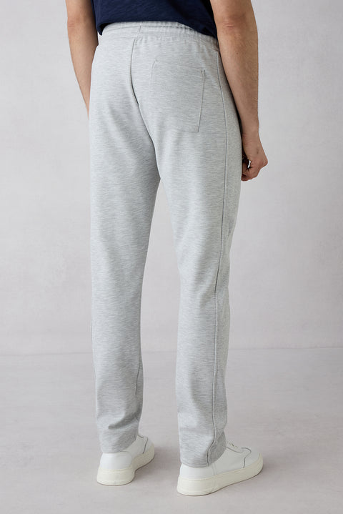 Açık Gri Melanj Beli Lastikli İpli Cepli Likralı Sweatpant / Eşofman Altı
