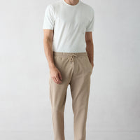Açık Bej Beli Lastikli İpli Cepli Likralı Sweatpant / Eşofman Altı