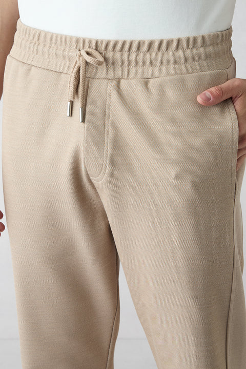 Açık Bej Beli Lastikli İpli Cepli Likralı Sweatpant / Eşofman Altı