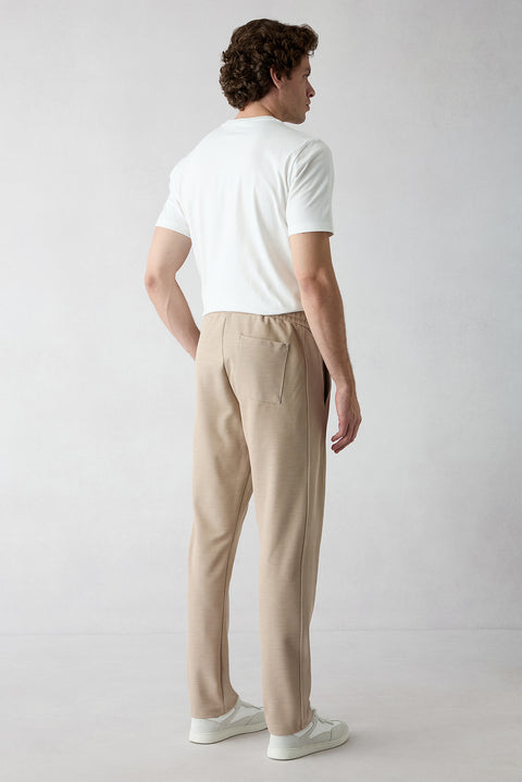 Açık Bej Beli Lastikli İpli Cepli Likralı Sweatpant / Eşofman Altı