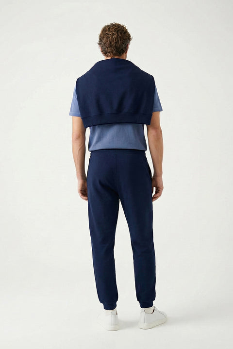 Koyu Lacivert Beli Lastikli İpli Cepli Pamuklu Sweatpant / Eşofman Altı
