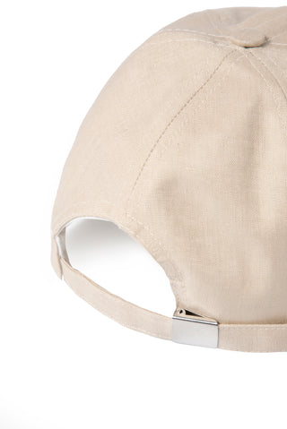  Açık Bej Nakışlı Keten Şapka