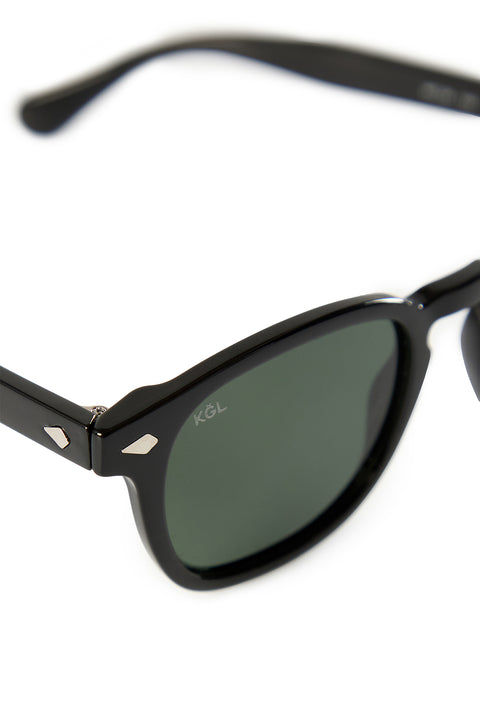 Black Polarized Green Lens Men's Sunglasses with Black Frame (Body 46* Nose Bridge 24* Temple Length 145)