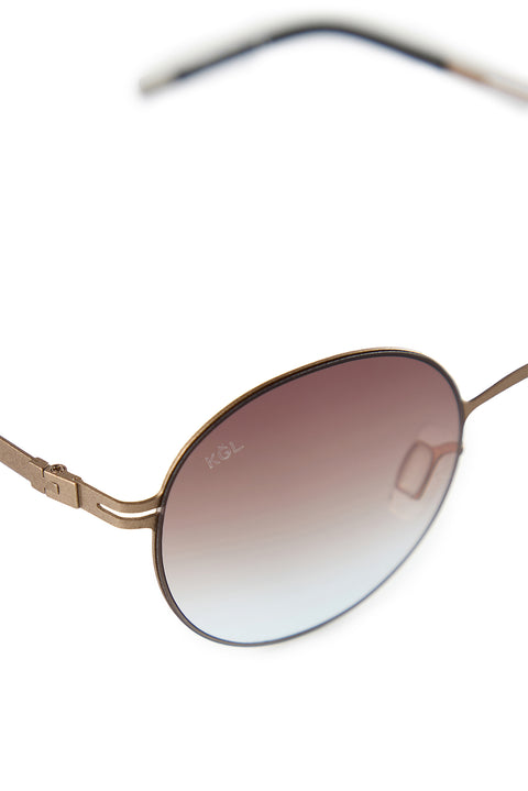 Metallic Grey Grey Laser Metal Brown Glass Men's Sunglasses (Frame 47* Nose Gap 24* Temple Length 140)