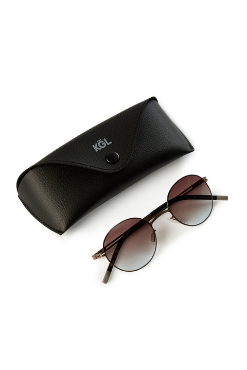 Metallic Grey Grey Laser Metal Brown Glass Men's Sunglasses (Frame 47* Nose Gap 24* Temple Length 140)