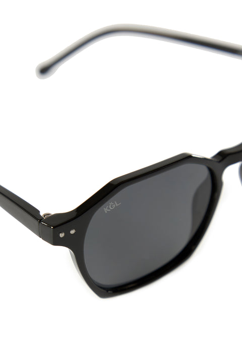 Black Hexagonal Frame Polarized Men's Sunglasses (Frame 51* Nose Bridge 20* Temple Length 140)