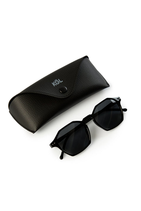 Black Hexagonal Frame Polarized Men's Sunglasses (Frame 51* Nose Bridge 20* Temple Length 140)