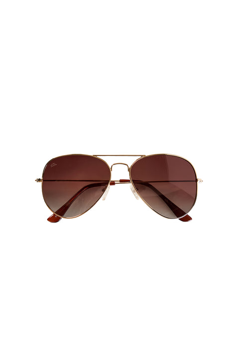 Gold Gold Metal Frame Coffee Polarized Lens Sunglasses (Body 58* Nose Bridge 15* Temple Length 135)