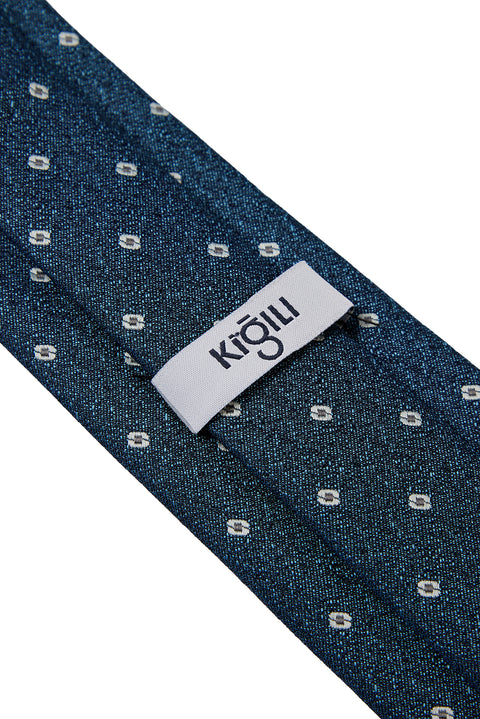 Navy Patterned Tie (75)