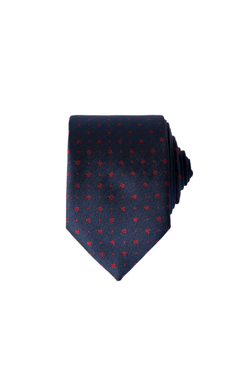 Koyu Lacivert Desenli Kravat
