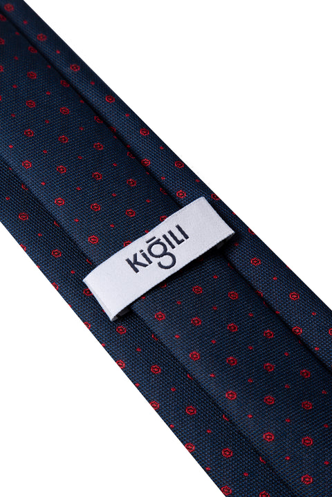 Koyu Lacivert Desenli Kravat