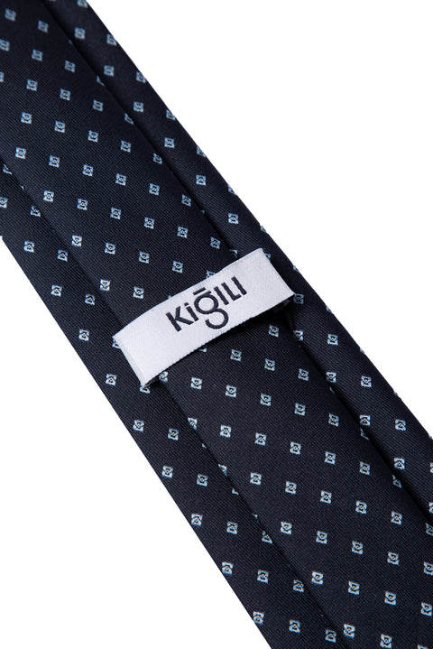Koyu Lacivert Desenli Kravat