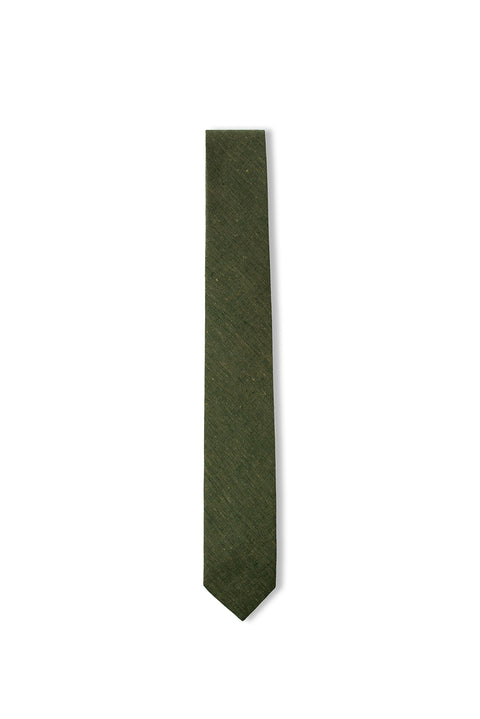 Medium Khaki Patterned Linen Tie