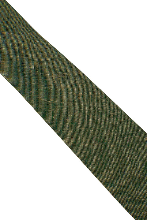 Medium Khaki Patterned Linen Tie