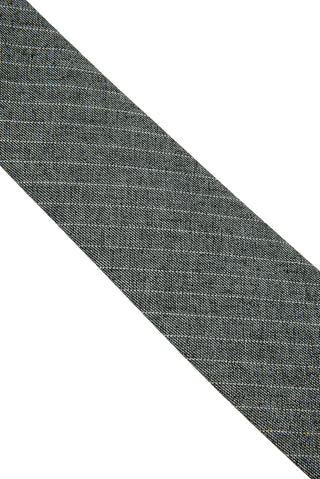  Koyu Füme Çizgili Keten Görünümlü Kravat