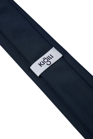  Mavi Düz Keten Görünümlü Kravat