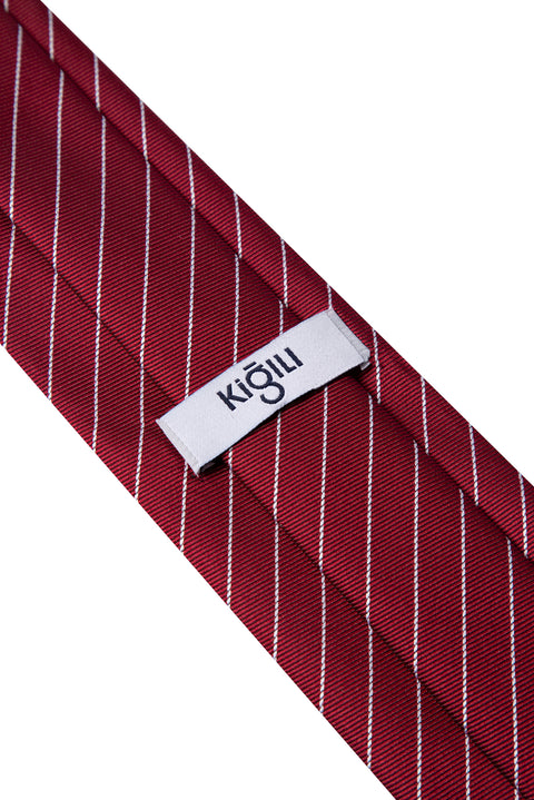 Koyu Bordo Desenli Kravat