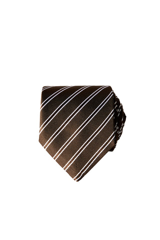  Koyu Kahve Çizgili Kravat